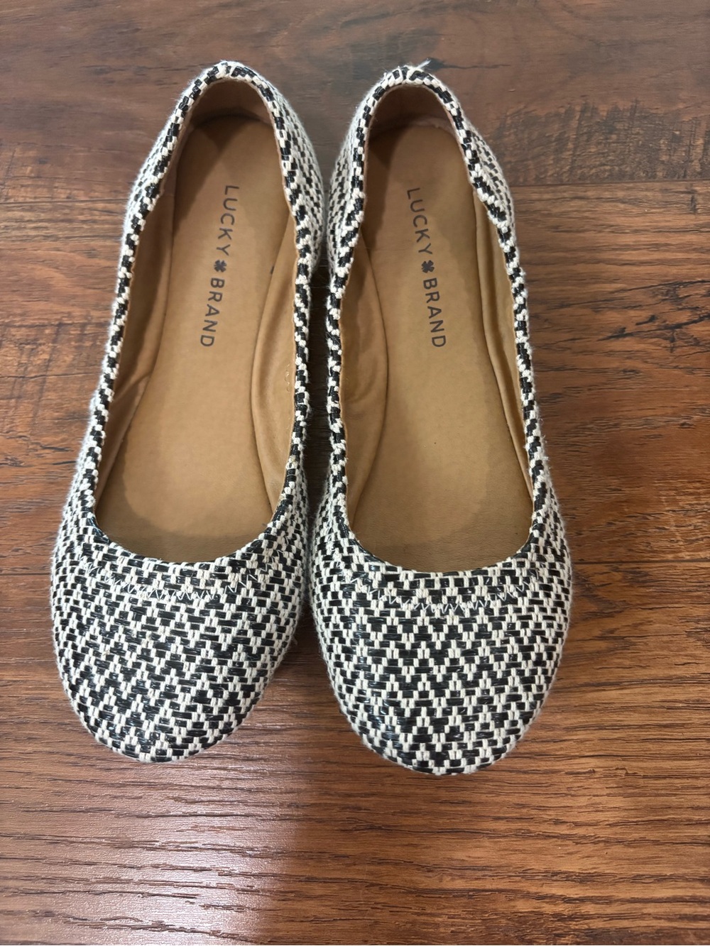 Lucky Brand Black & White Woven Flats